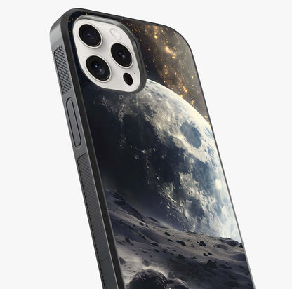Lunar Horizon Glow Glass Case captured at a warm angle highlighting gloss, texture and premium glass finish.