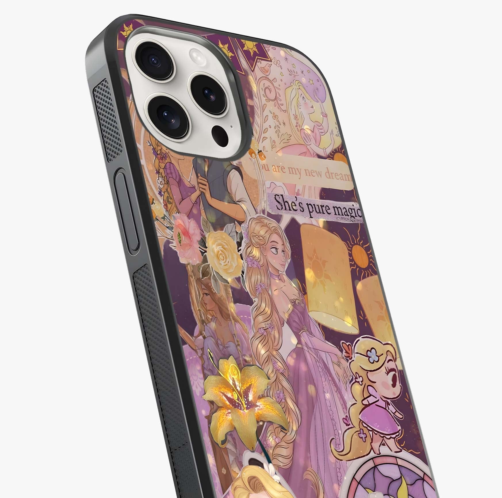 Magical Tangled Dream Glass Case captured at a warm angle highlighting gloss, texture and premium glass finish.