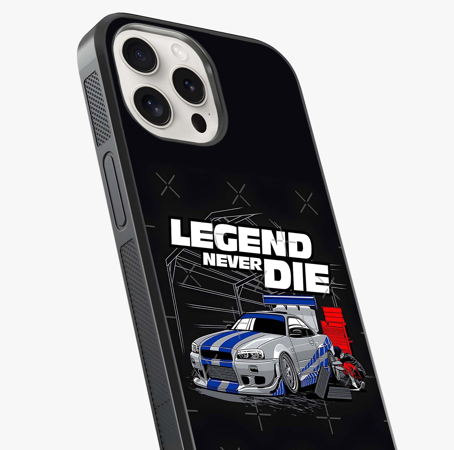 Midnight Racing Legacy Glass Case captured at a warm angle highlighting gloss, texture and premium glass finish.