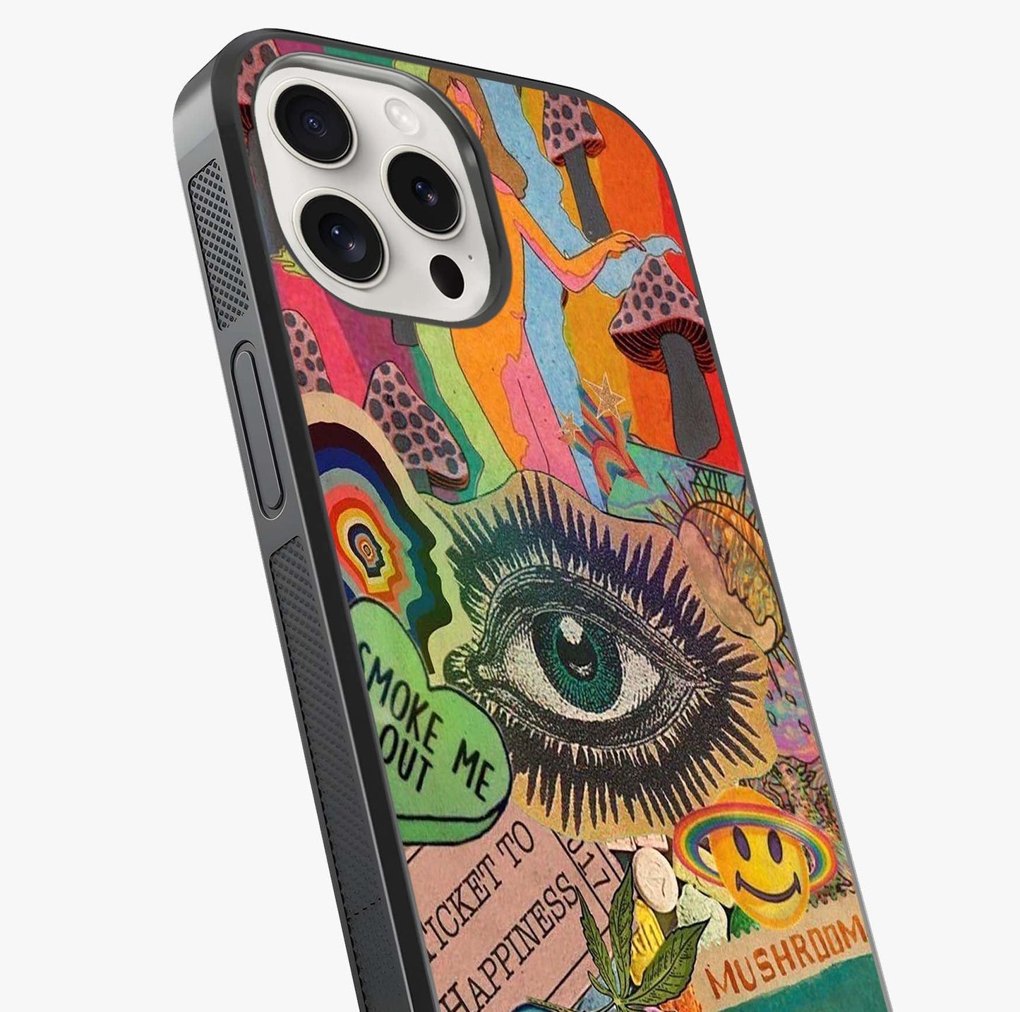 Mystic Eye Wonderland Glass Case captured at a warm angle highlighting gloss, texture and premium glass finish.