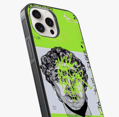 Neo Graffiti Rebellion Glass Case captured at a warm angle highlighting gloss, texture and premium glass finish.