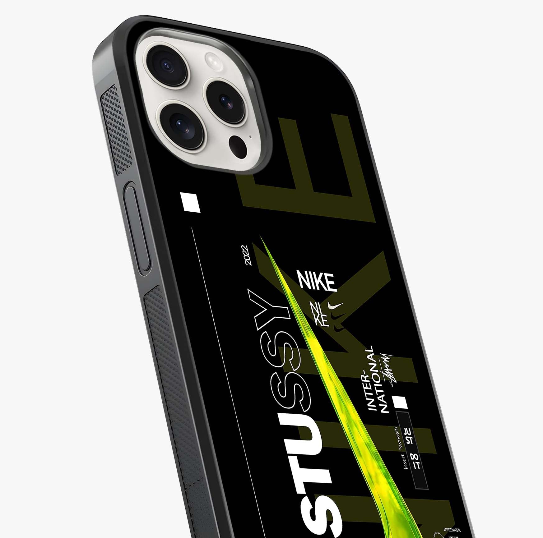 Neon Street Edition Glass Case captured at a warm angle highlighting gloss, texture and premium glass finish.