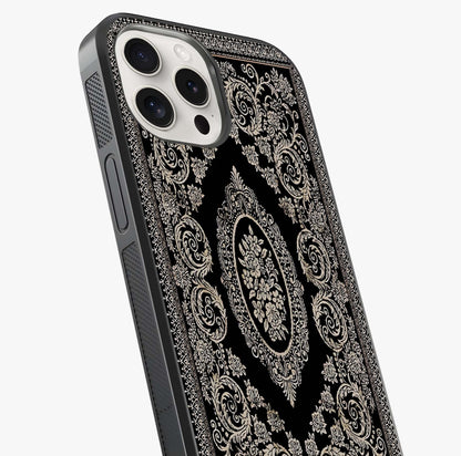 Noir Bloom Elegance Glass Case captured at a warm angle highlighting gloss, texture and premium glass finish.