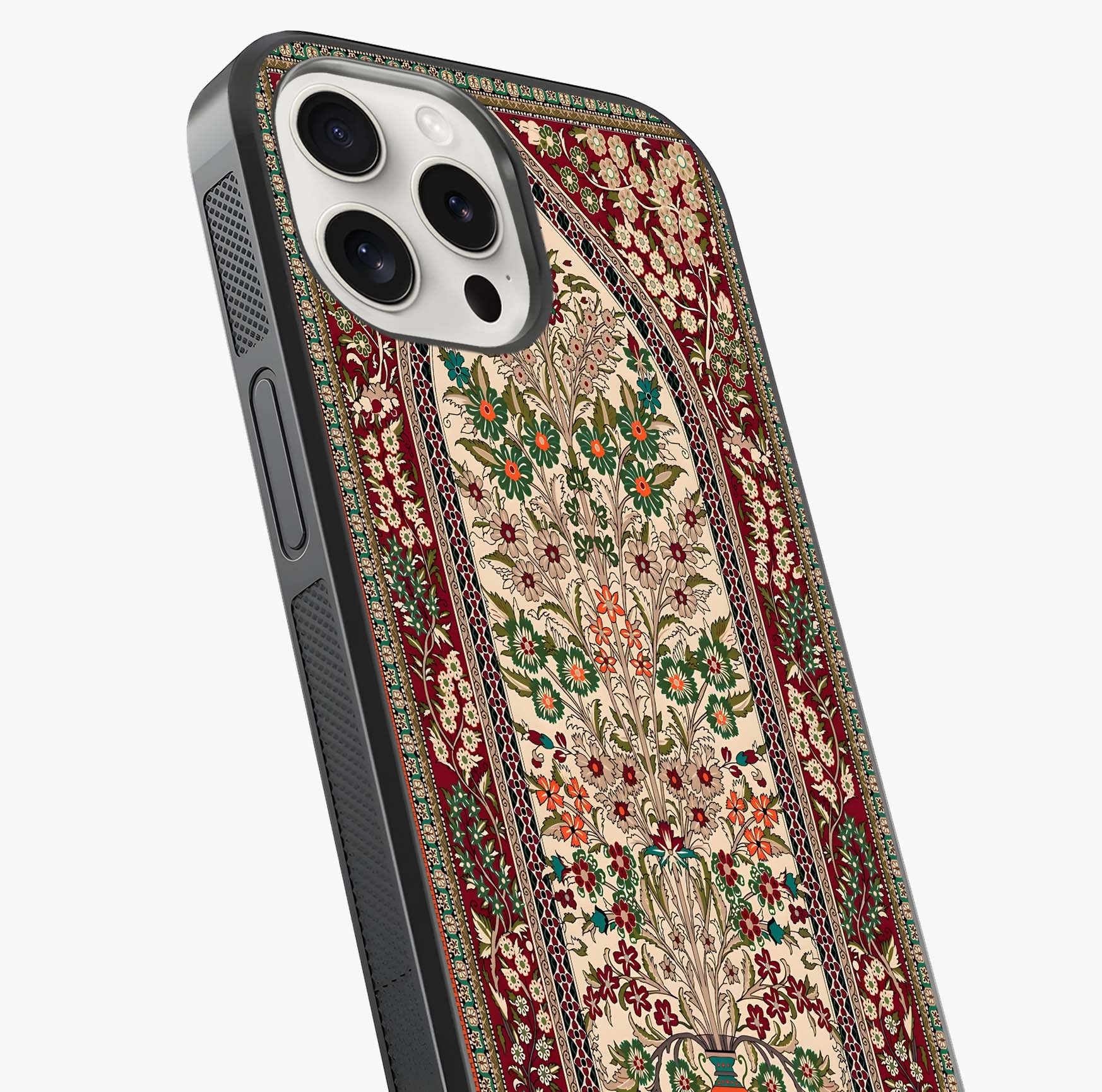 Persian Inspired Glass Case captured at a warm angle highlighting gloss, texture and premium glass finish.