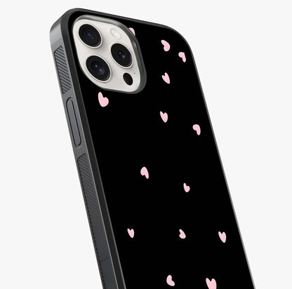 Pink Love Drops Glass Case captured at a warm angle highlighting gloss, texture and premium glass finish.