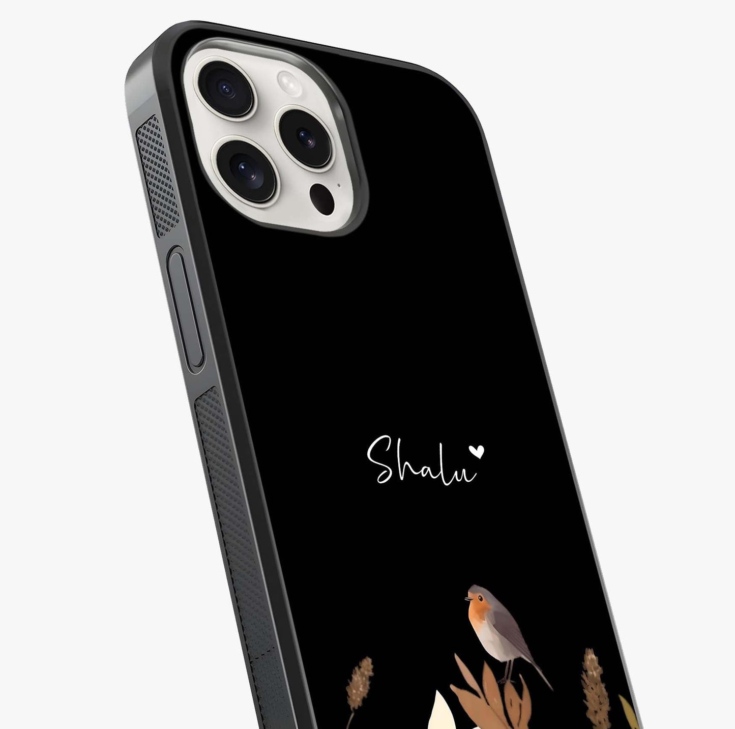 Quiet Garden Tune Custom Name Glass Case captured at a warm angle highlighting gloss, texture and premium glass finish.
