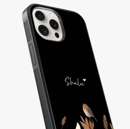 Quiet Garden Tune Custom Name Glass Case captured at a warm angle highlighting gloss, texture and premium glass finish.