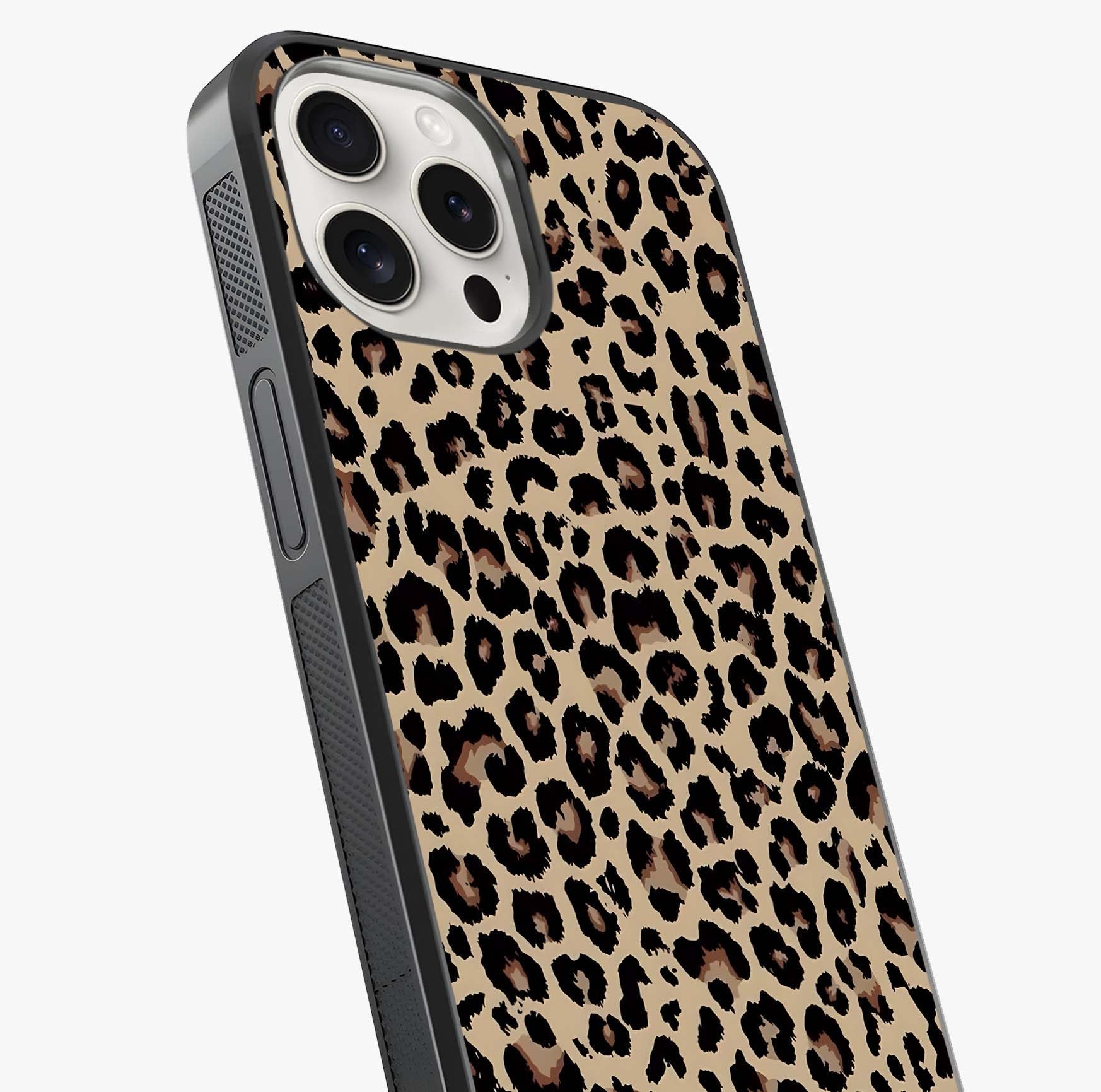 Savage Chic Pattern Glass Case captured at a warm angle highlighting gloss, texture and premium glass finish.