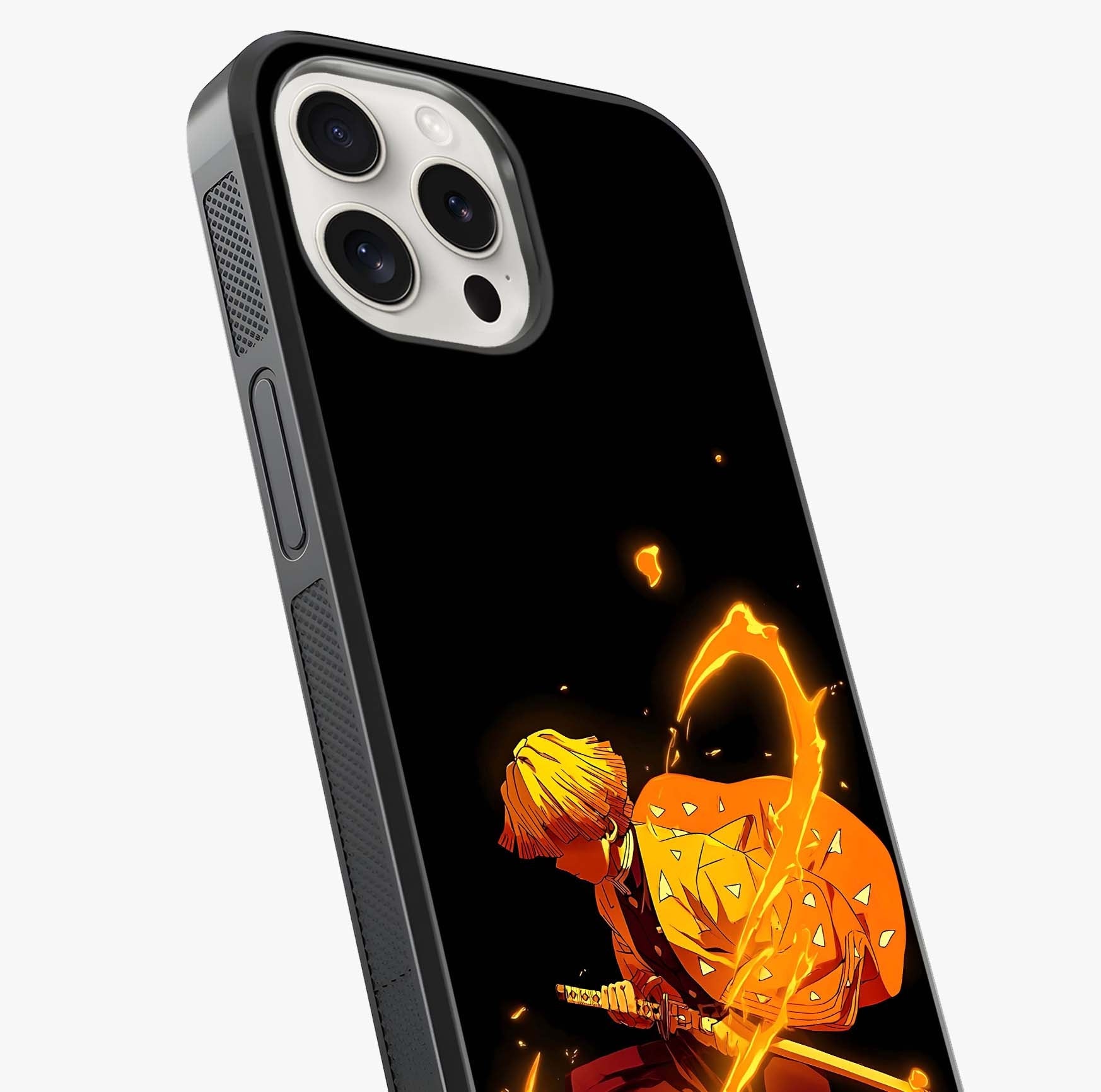 Thunder Flame Execution Glass Case captured at a warm angle highlighting gloss, texture and premium glass finish.