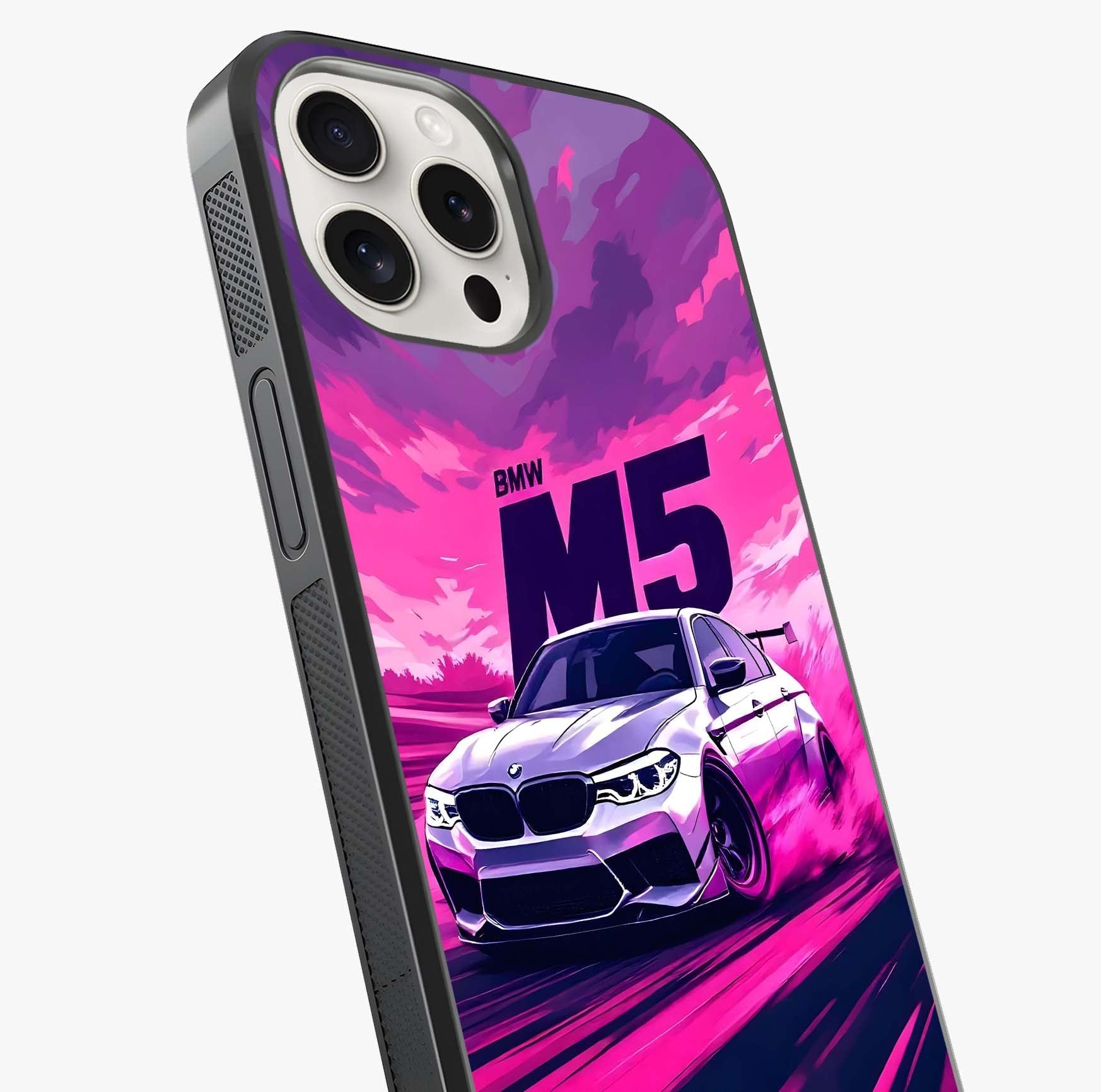 Velocity Drift Pulse Glass Case captured at a warm angle highlighting gloss, texture and premium glass finish.