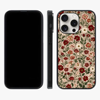 Biege Flower With Leaf Glass Case displayed upright for full design visibility and premium finish.