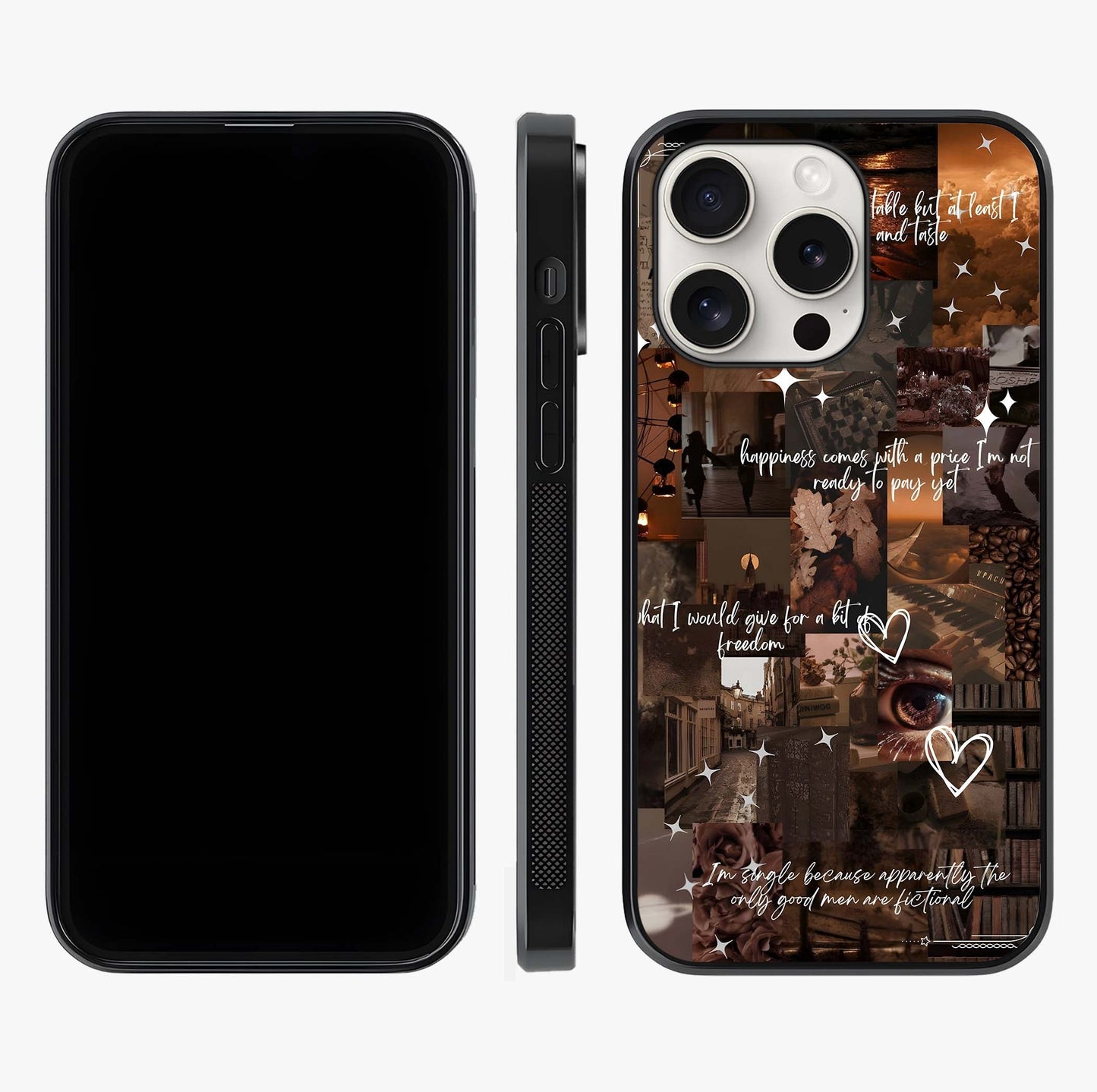 Bittersweet Aesthetic Chaos Glass Case displayed upright for full design visibility and premium finish.