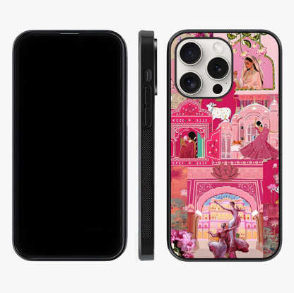 Blossoms Of Rajasthan Glass Case displayed upright for full design visibility and premium finish.