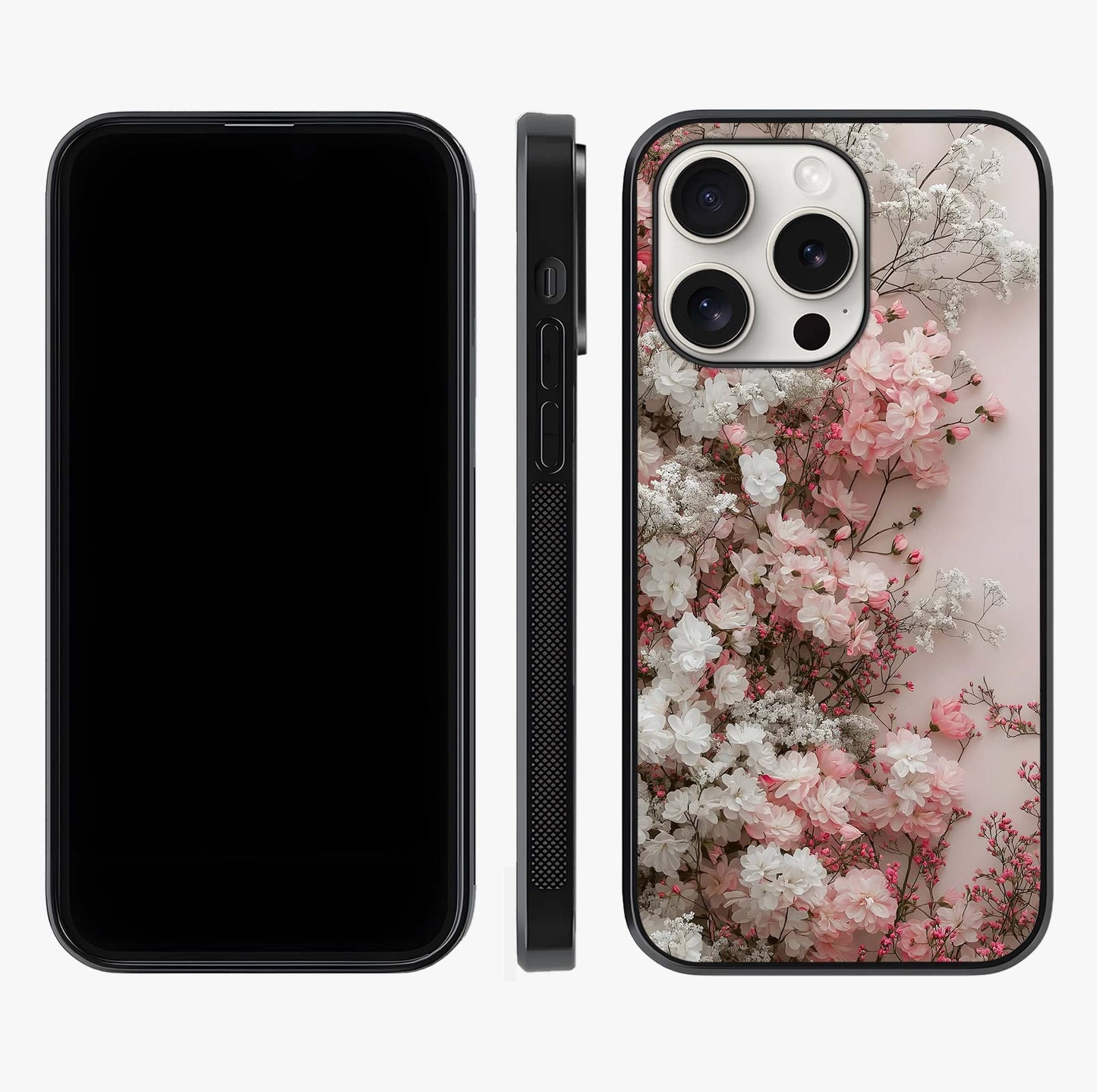 Blush Blossom Cloud Glass Case displayed upright for full design visibility and premium finish.