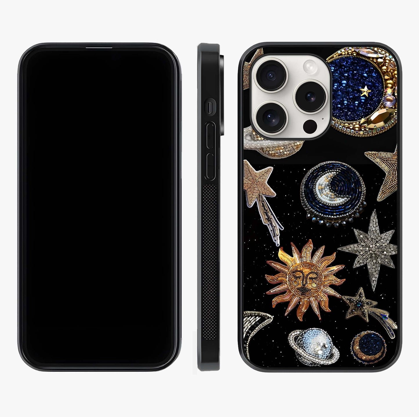 Celestial Gem Constellations Glass Case displayed upright for full design visibility and premium finish.