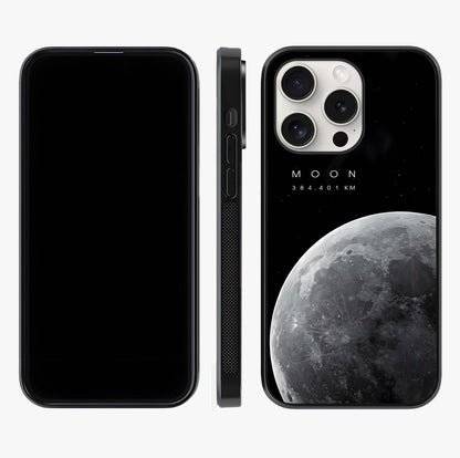 Cosmic Moon Glow Glass Case displayed upright for full design visibility and premium finish.