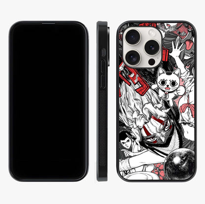 Crimson Chaos Panel Glass Case displayed upright for full design visibility and premium finish.