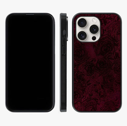 Crimson Fade Flow Glass Case displayed upright for full design visibility and premium finish.