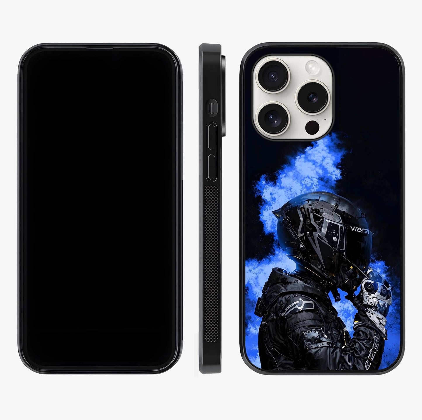 Cyber Sentinel Protocol Glass Case displayed upright for full design visibility and premium finish.