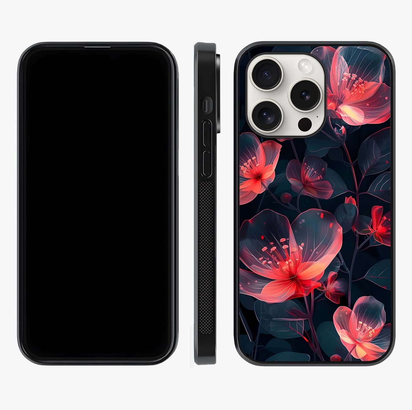 Dark Shade Of Flower Glass Case displayed upright for full design visibility and premium finish.