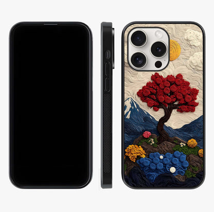Eternal Nature Tapestry Glass Case displayed upright for full design visibility and premium finish.