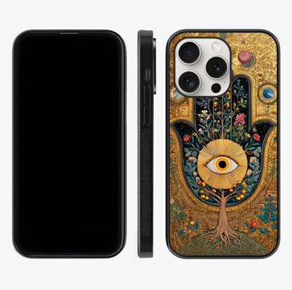 Ethereal Evil Eye Glass Case displayed upright for full design visibility and premium finish.