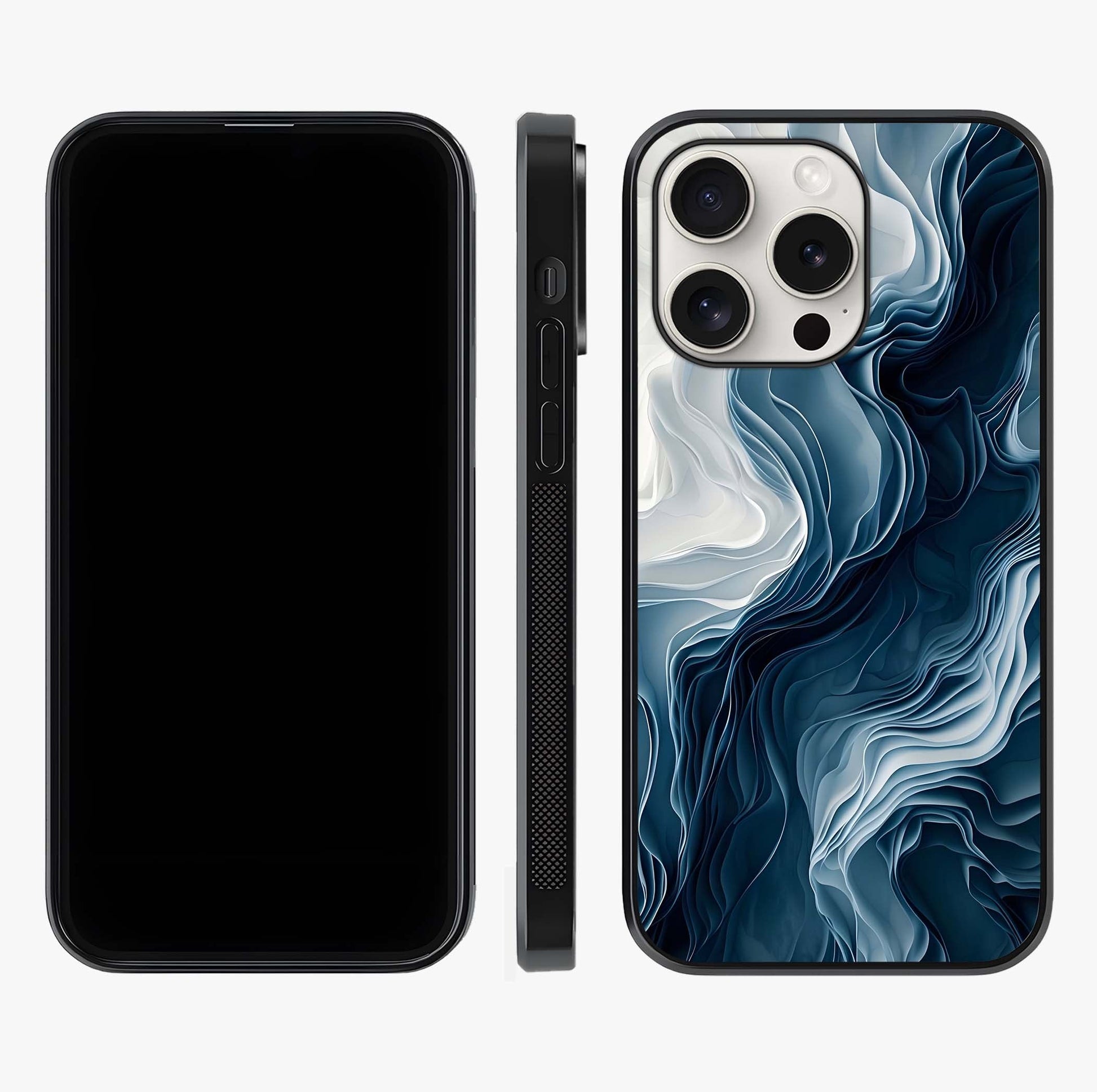 Ethereal Paper Marble Glass Case displayed upright for full design visibility and premium finish.
