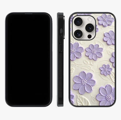 Floral Wall Art With Purple Flowers Glass Case displayed upright for full design visibility and premium finish.