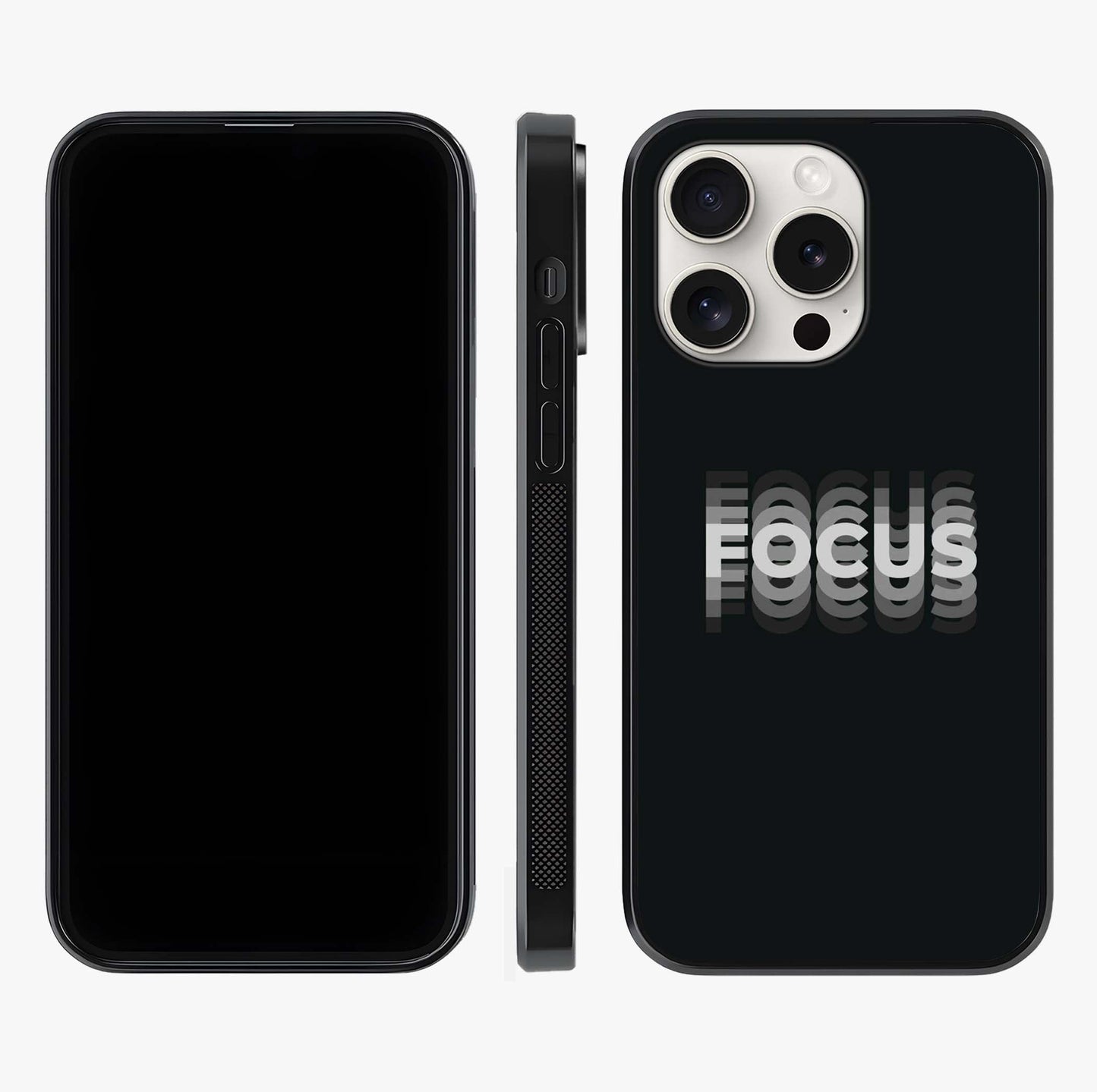 Focus Mode On Glass Case displayed upright for full design visibility and premium finish.
