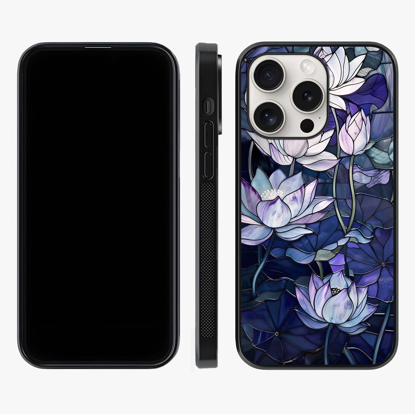 Gloss Petal Rush Glass Case displayed upright for full design visibility and premium finish.