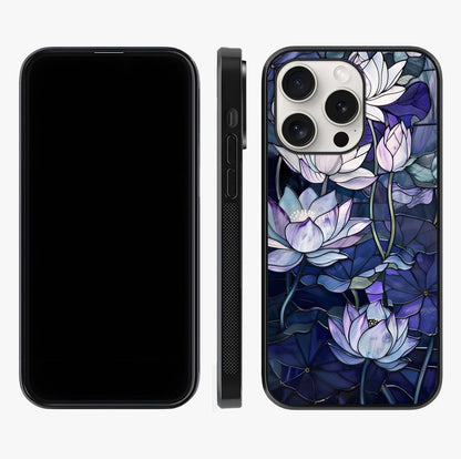 Gloss Petal Rush Glass Case displayed upright for full design visibility and premium finish.