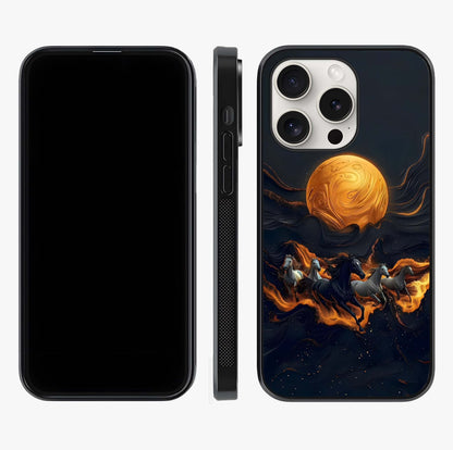 Golden Stallion Moonride Glass Case displayed upright for full design visibility and premium finish.