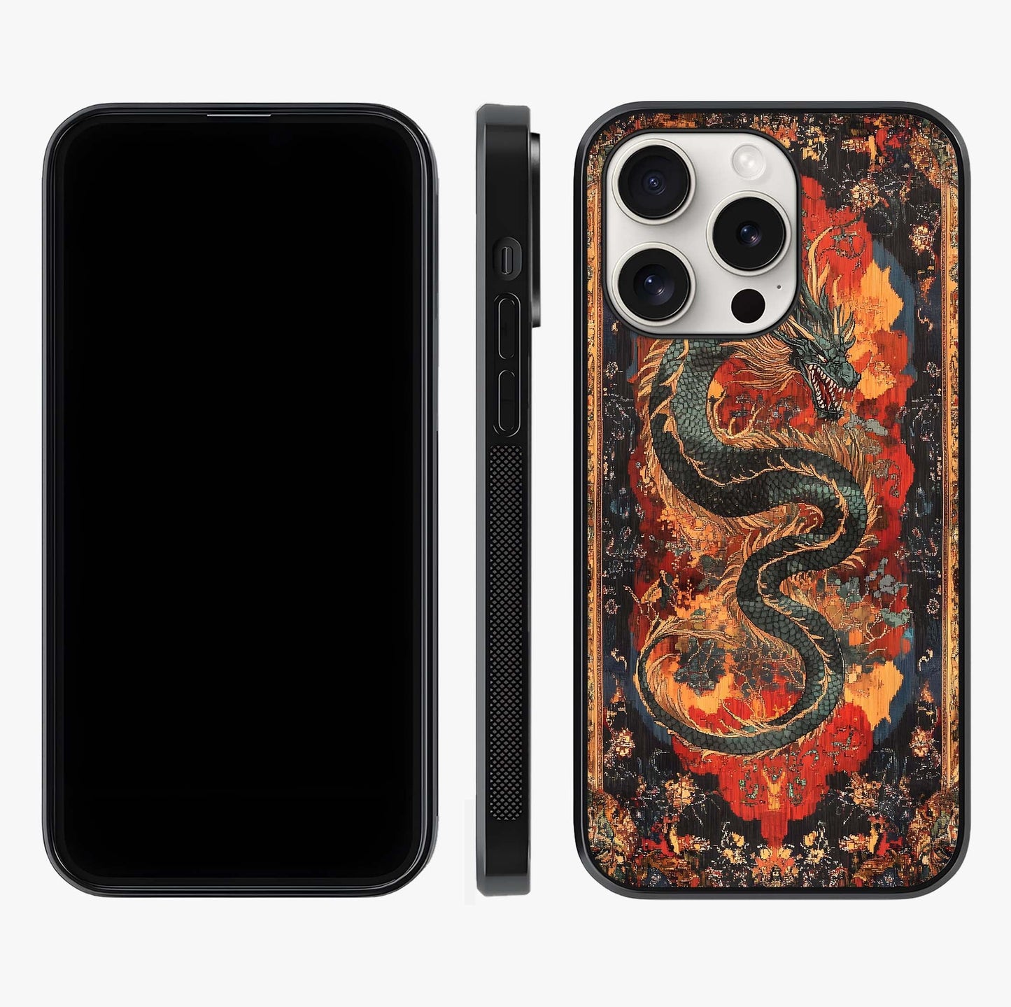 Inferno Dragon Soul Glass Case displayed upright for full design visibility and premium finish.