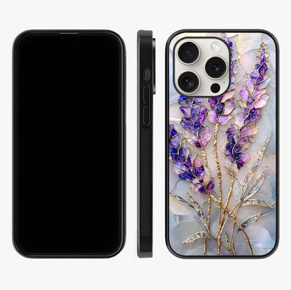 Lavender Dream Glow Glass Case displayed upright for full design visibility and premium finish.