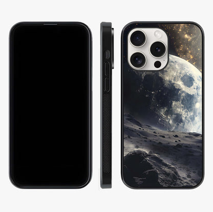 Lunar Horizon Glow Glass Case displayed upright for full design visibility and premium finish.