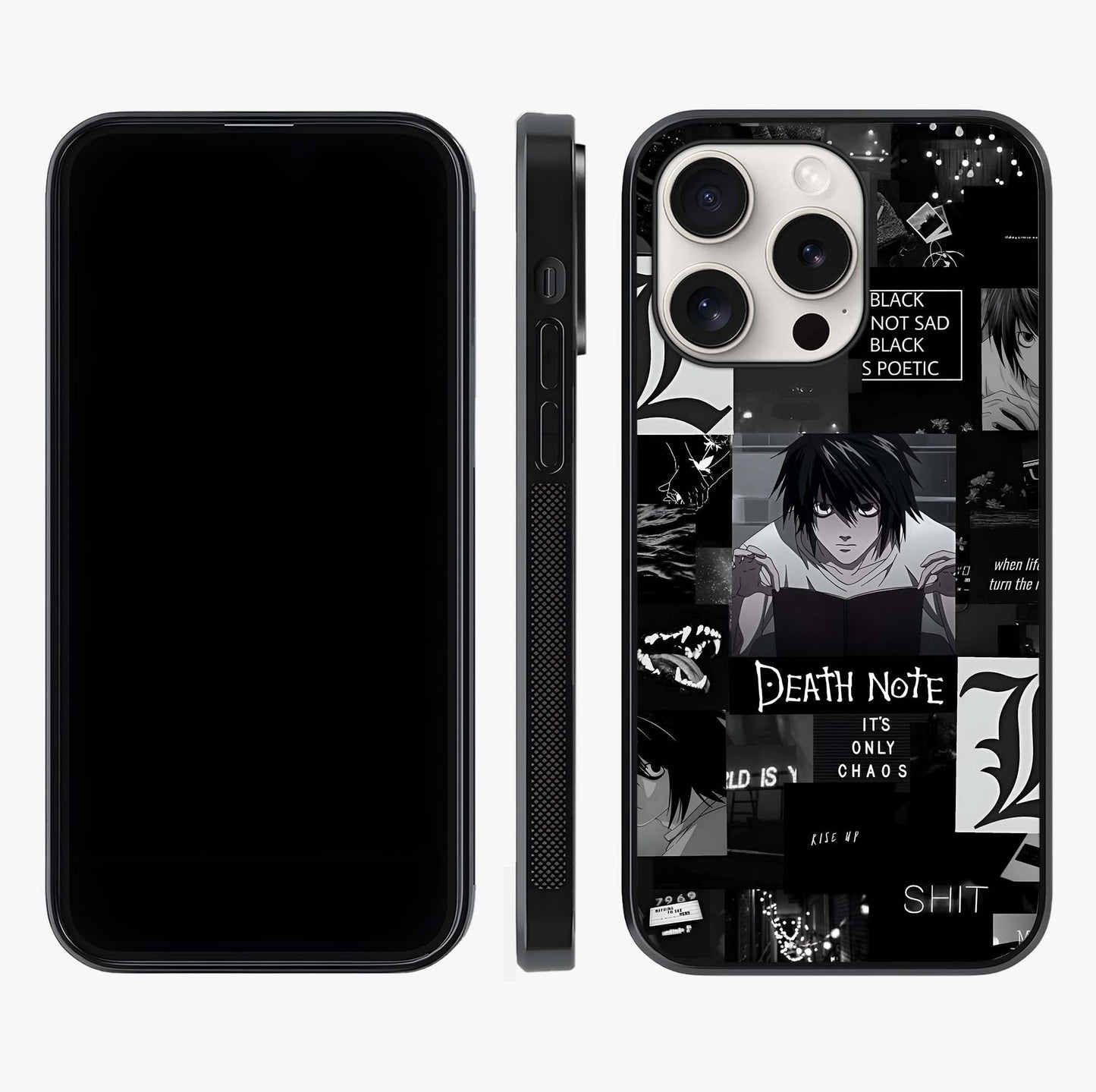Midnight Chaos Mind Glass Case displayed upright for full design visibility and premium finish.