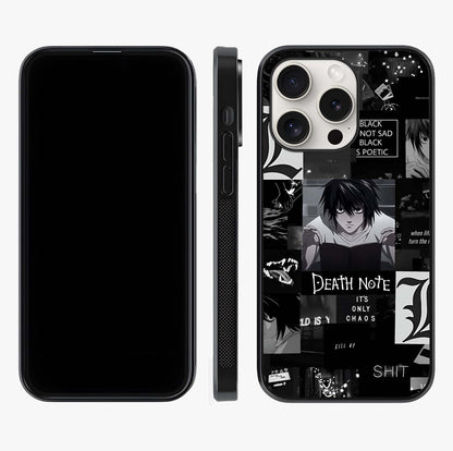 Midnight Chaos Mind Glass Case displayed upright for full design visibility and premium finish.