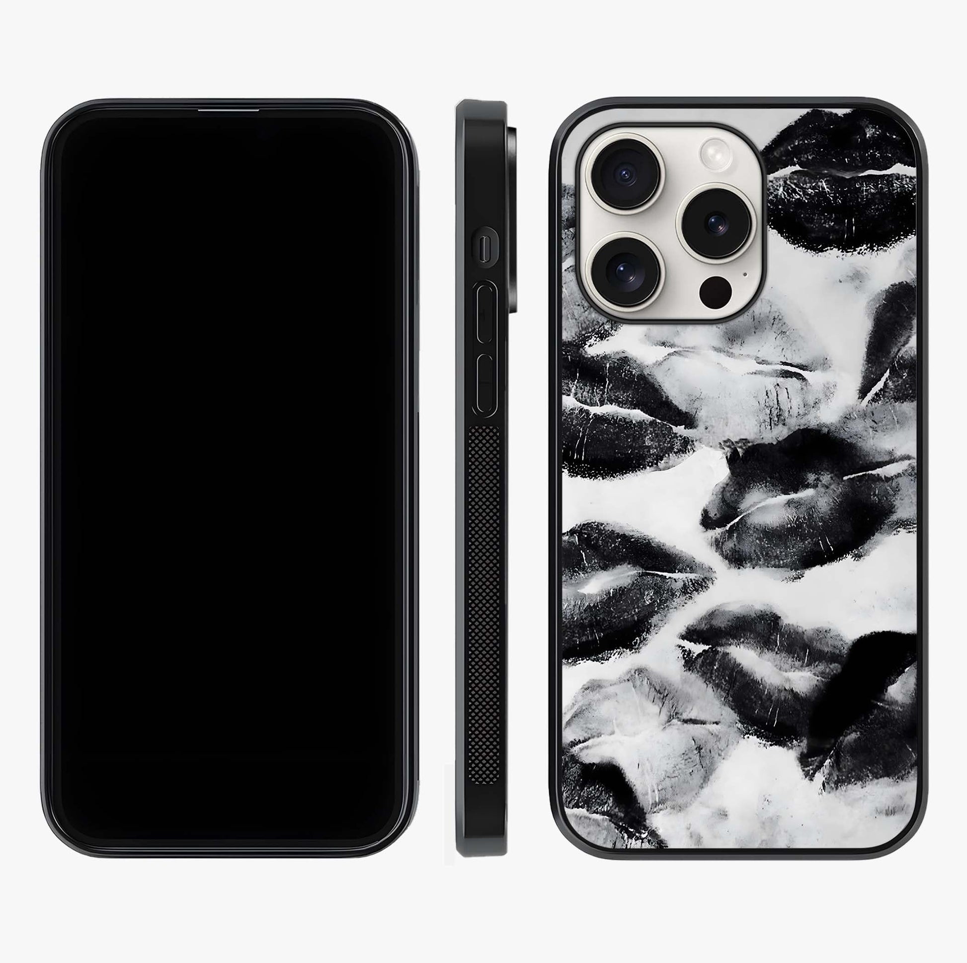 Midnight Kiss Marks Glass Case displayed upright for full design visibility and premium finish.