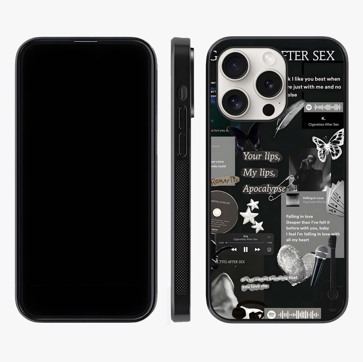 Midnight Love Echo Glass Case displayed upright for full design visibility and premium finish.