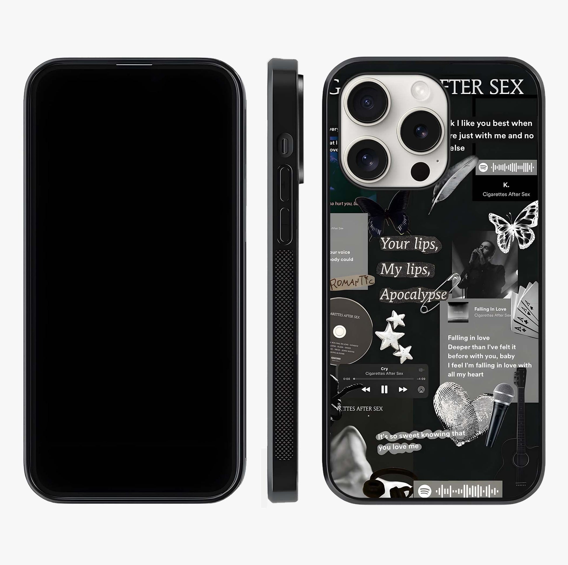 Midnight Love Echo Glass Case displayed upright for full design visibility and premium finish.