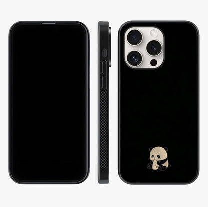 Midnight Panda Love Glass Case displayed upright for full design visibility and premium finish.