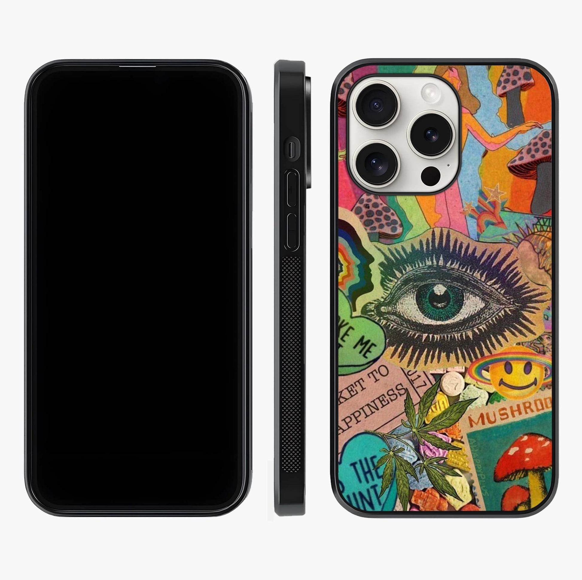 Mystic Eye Wonderland Glass Case displayed upright for full design visibility and premium finish.