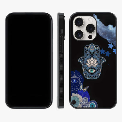 Mystic Hand Aura Glass Case displayed upright for full design visibility and premium finish.