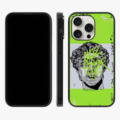 Neo Graffiti Rebellion Glass Case displayed upright for full design visibility and premium finish.
