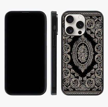 Noir Bloom Elegance Glass Case displayed upright for full design visibility and premium finish.