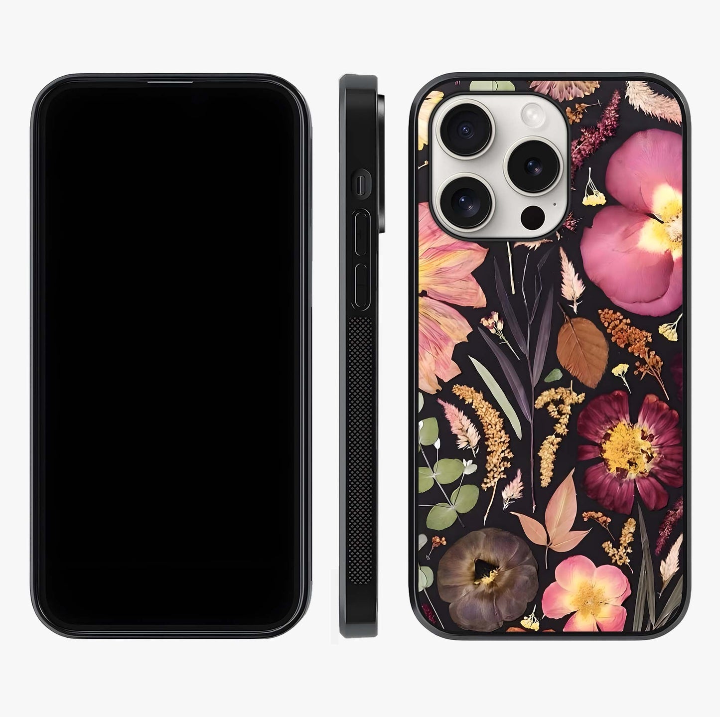 Petal Dream Tapestry Glass Case displayed upright for full design visibility and premium finish.