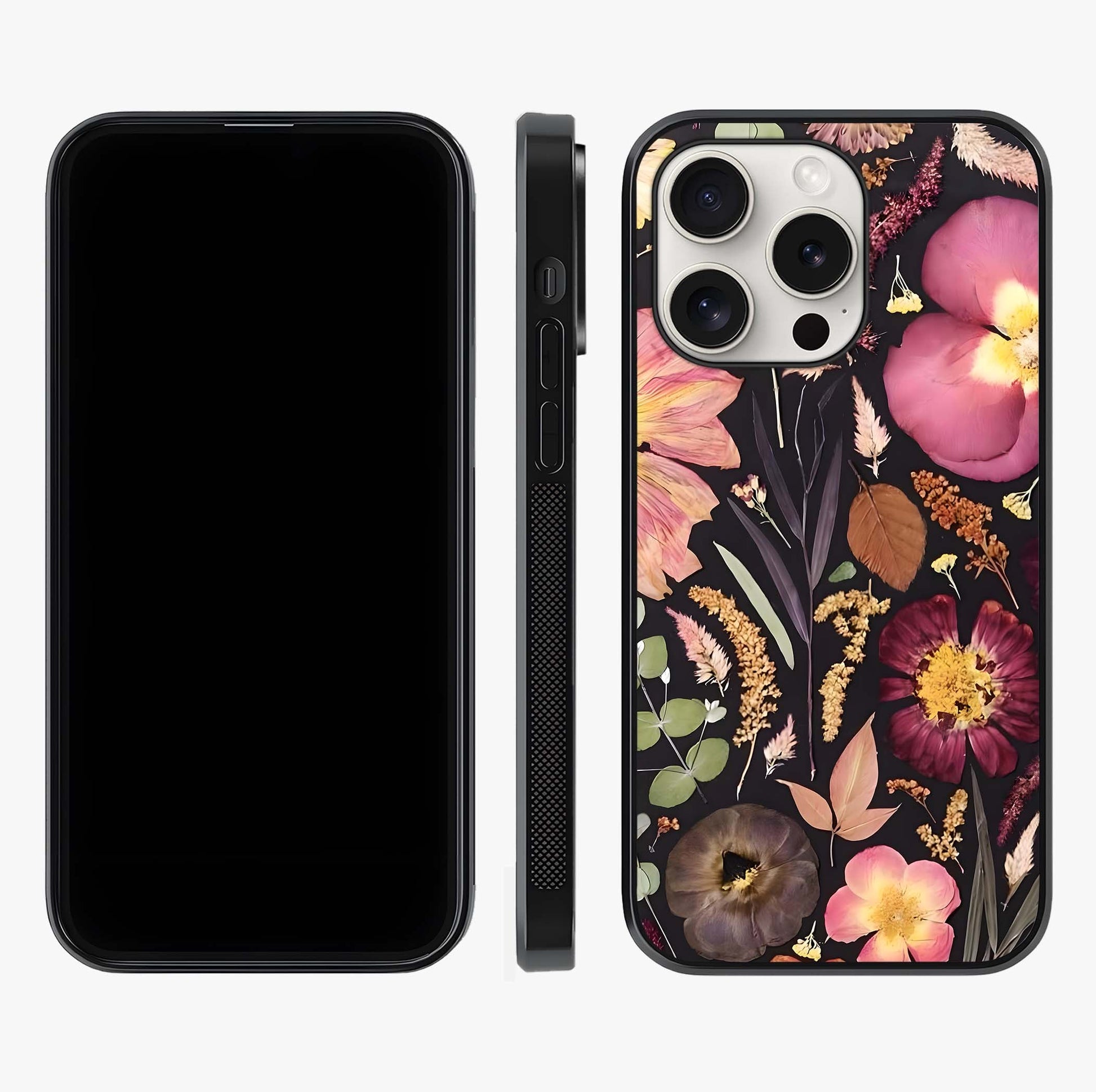 Petal Dream Tapestry Glass Case displayed upright for full design visibility and premium finish.