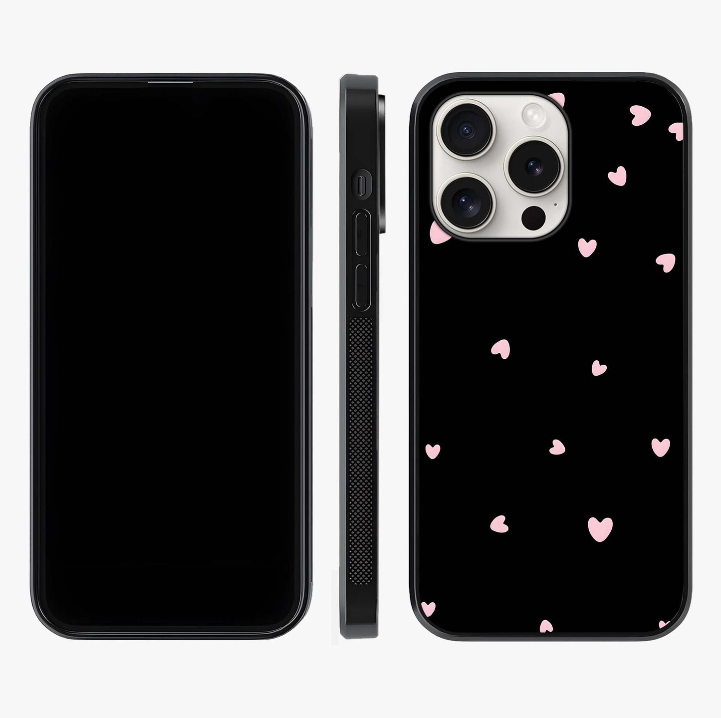 Pink Love Drops Glass Case displayed upright for full design visibility and premium finish.