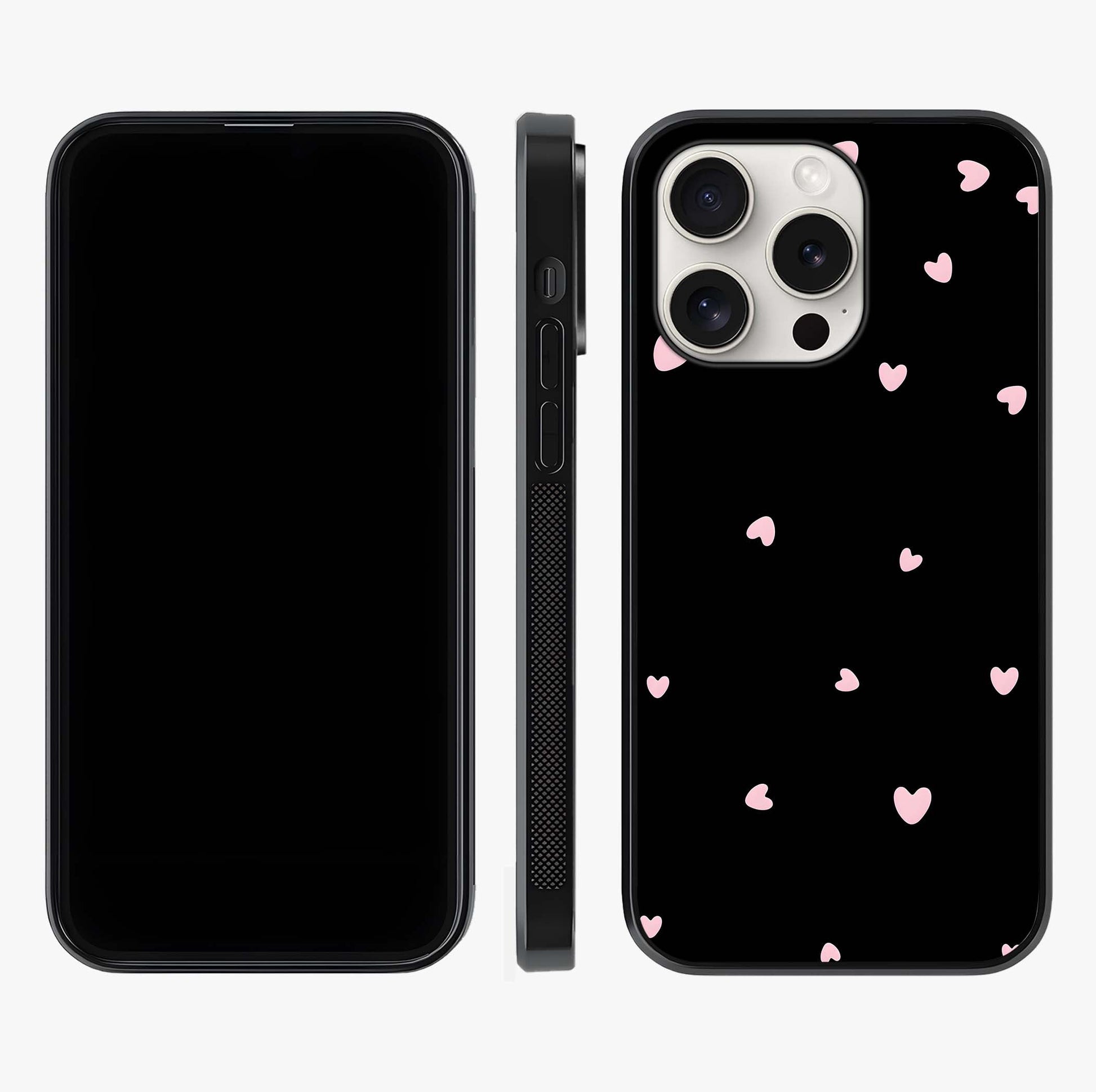 Pink Love Drops Glass Case displayed upright for full design visibility and premium finish.