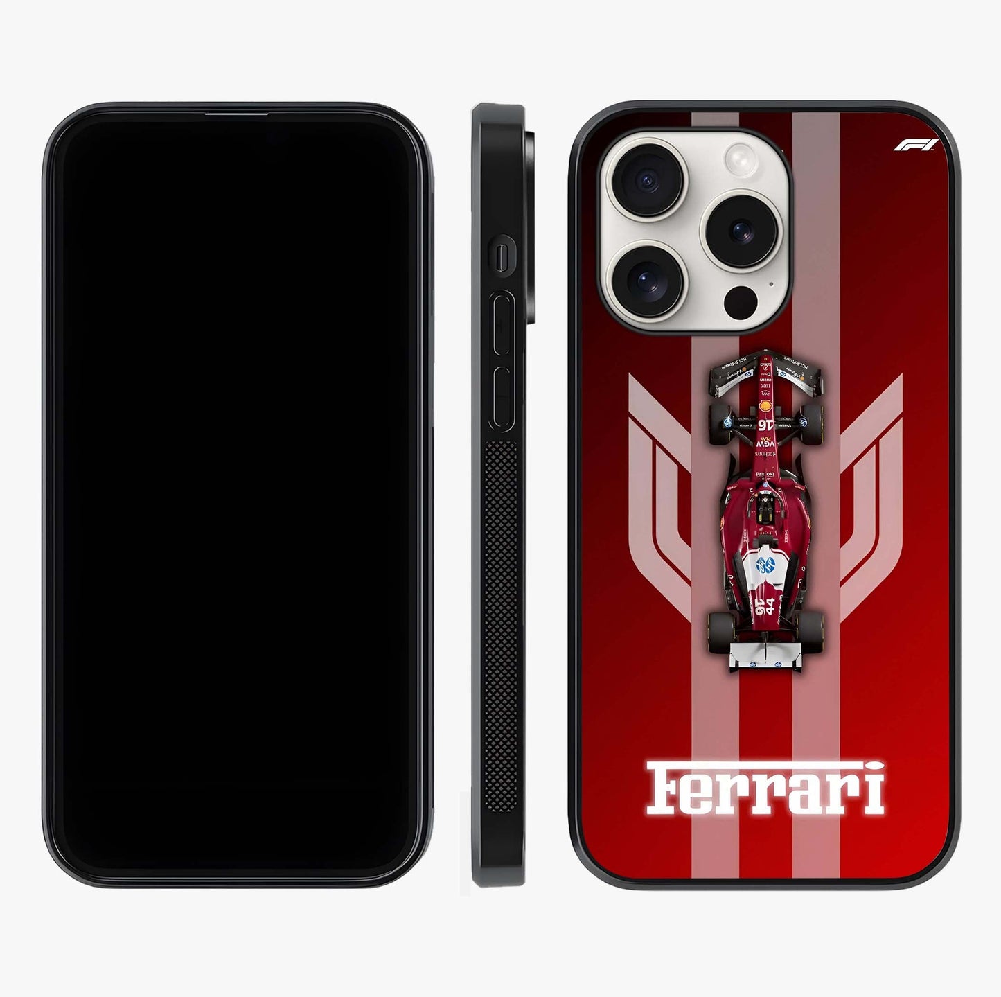 Red Ferrari F1 Vertical Glass Case displayed upright for full design visibility and premium finish.